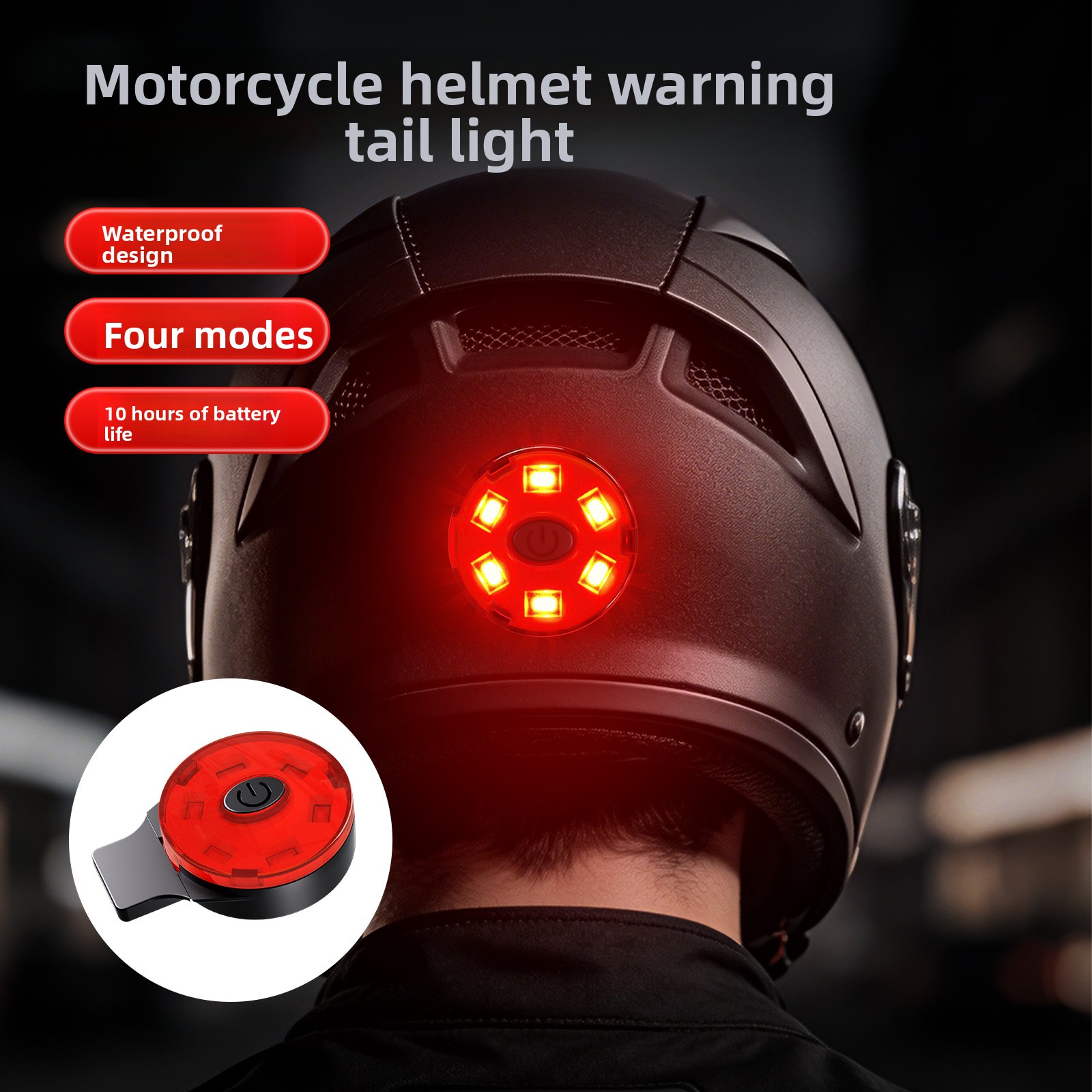 Motorcycle Gear For Men - USB Şarj Edilebilir LED Kask Arka